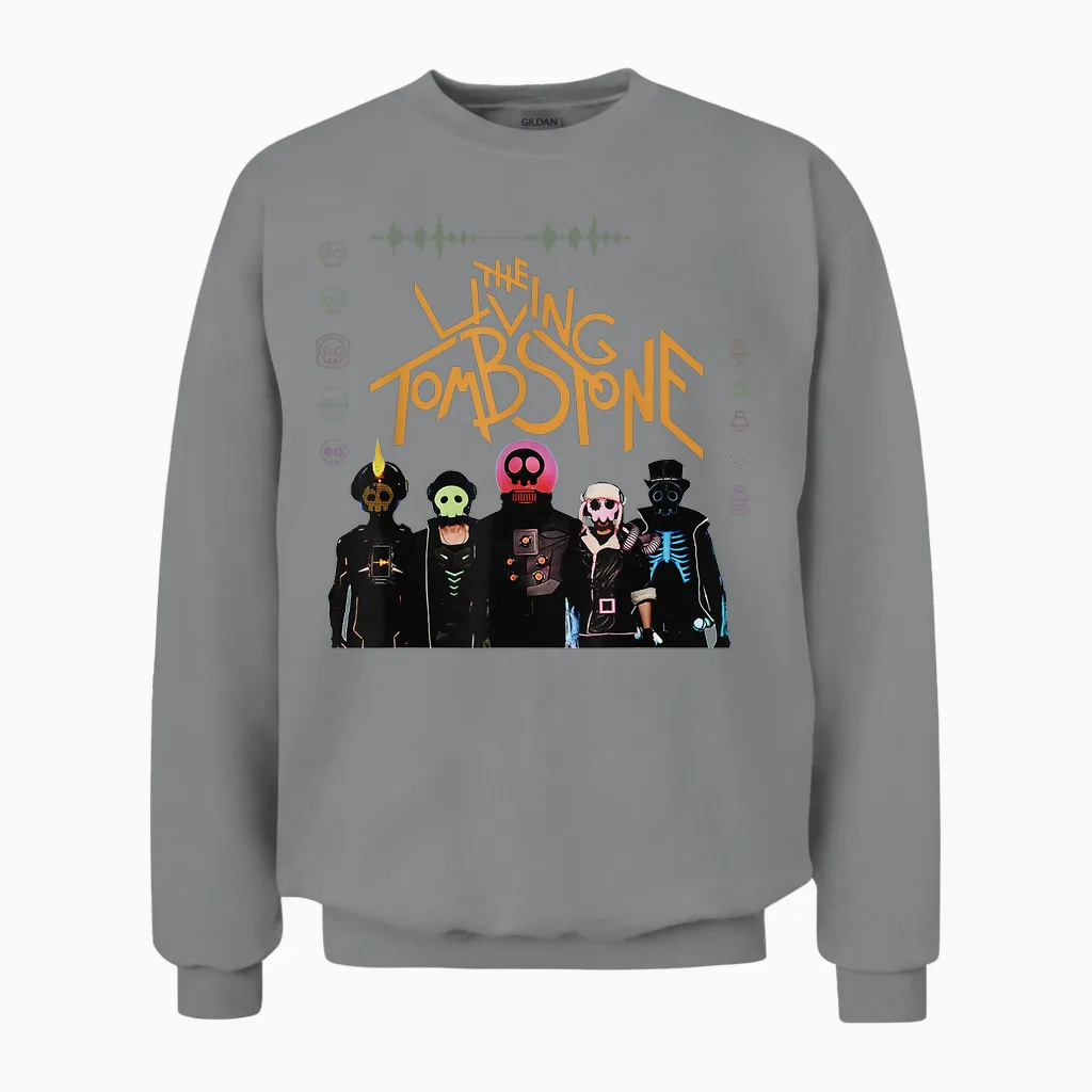 The Living Tombstone Unisex Classic Cartoon T-Shirt - Black, Small Unisex Sweatshirt in Sport Grey