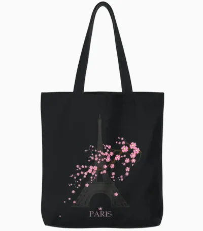 Paris Eiffel Tower Sign of Love France Maison Parisienne Tote Bags - Black