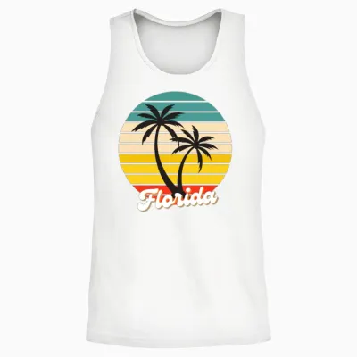 Florida Palm Tree Retro Unisex Tank Top - White