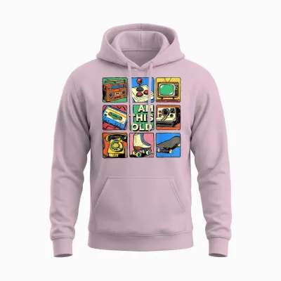 I Am This Old Retro Vintage Nostalgia 80s 90s Cassette Tape Unisex Hoodie - Light Pink