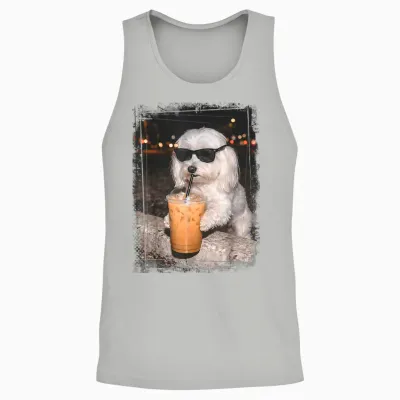 Malteser Sonnenbrille Für Hunde Mit Eiskaffee Unisex Tank Top - Ash