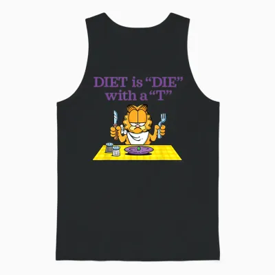 The Garfield Diet Is Dying with a T Shirt, White, S Unisex Tank Top - Black