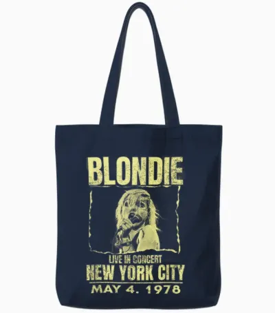Blondie Live Concert Poster New York 1978 Vintage Band Tote Bags - Navy