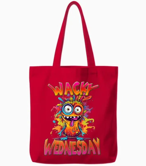 Wacky Wednesday Men, Woman and Kids Outfit for School Funny Tote Bags in Red