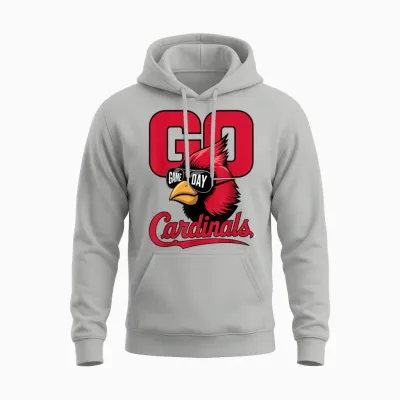 Retro Go Cardinals Game Day Gifts for Men Women Kid Boy Girl Unisex Hoodie - Ash