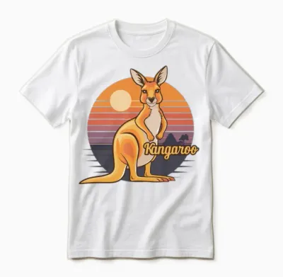 Funny Kangaroo Retro Vintage Unisex T-Shirt - White