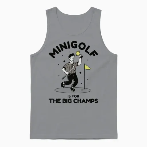Mini Golf Retro Cartoon Unisex Tank Top in Sport Grey