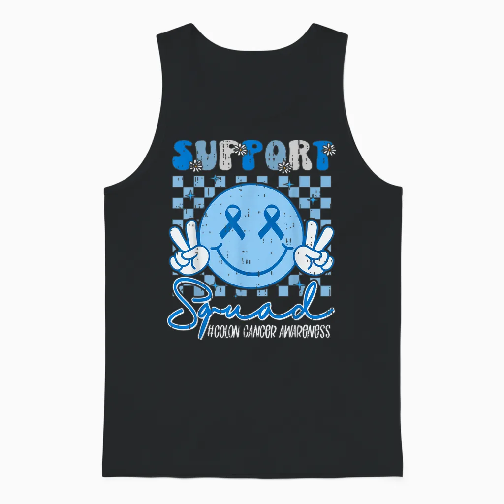 Colorectal Colon Cancer Awareness Support Smile Boy Girl Kid Unisex Tank Top in Black