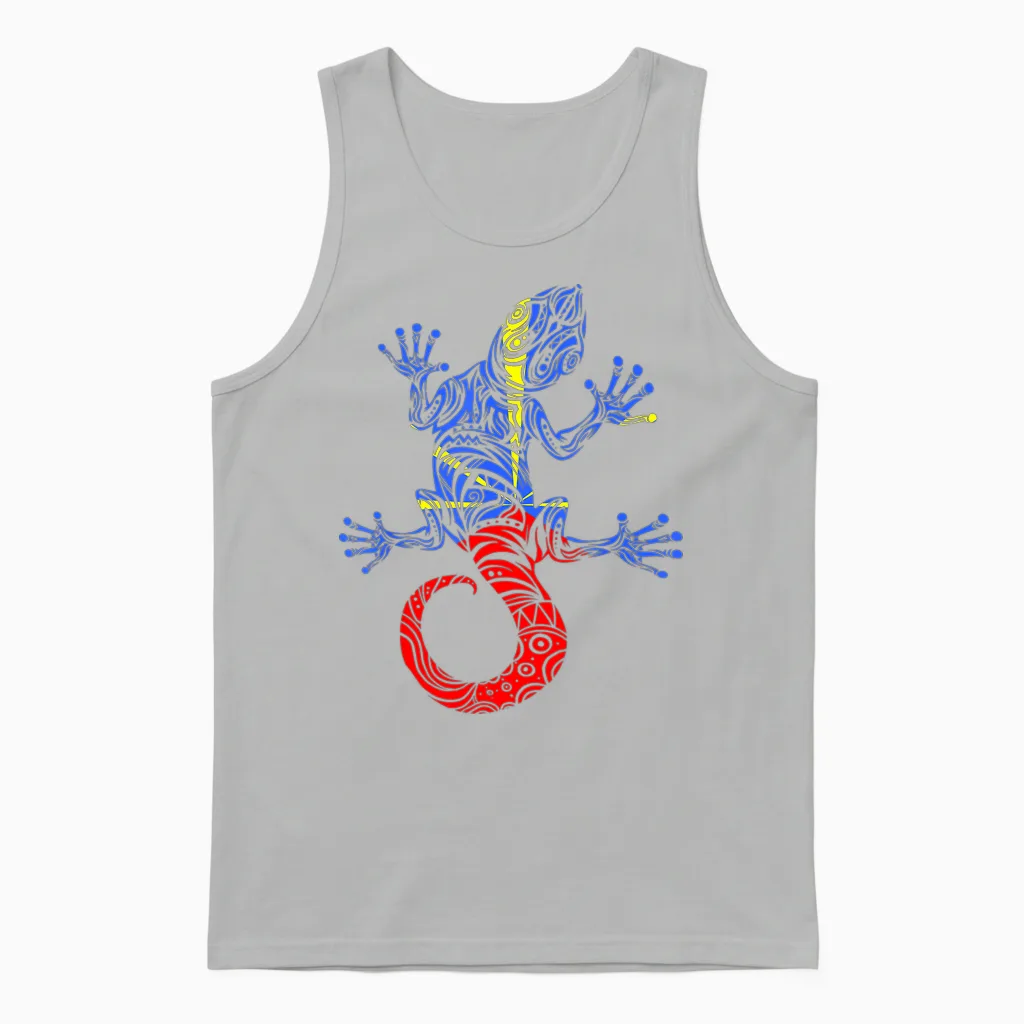 Margouillat Reunionnais Flag Reunion Island T-Shirt, Black, S Unisex Tank Top in Ash