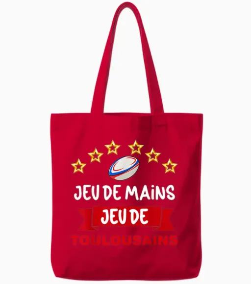 Toulouse Supporter Sport Hand Game Man Woman Child T-Shirt, Black, S Tote Bags - Red