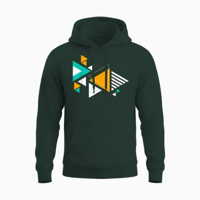 Colorful Art Graphic Geometric Triangle Abstract Unisex Hoodie - Forest