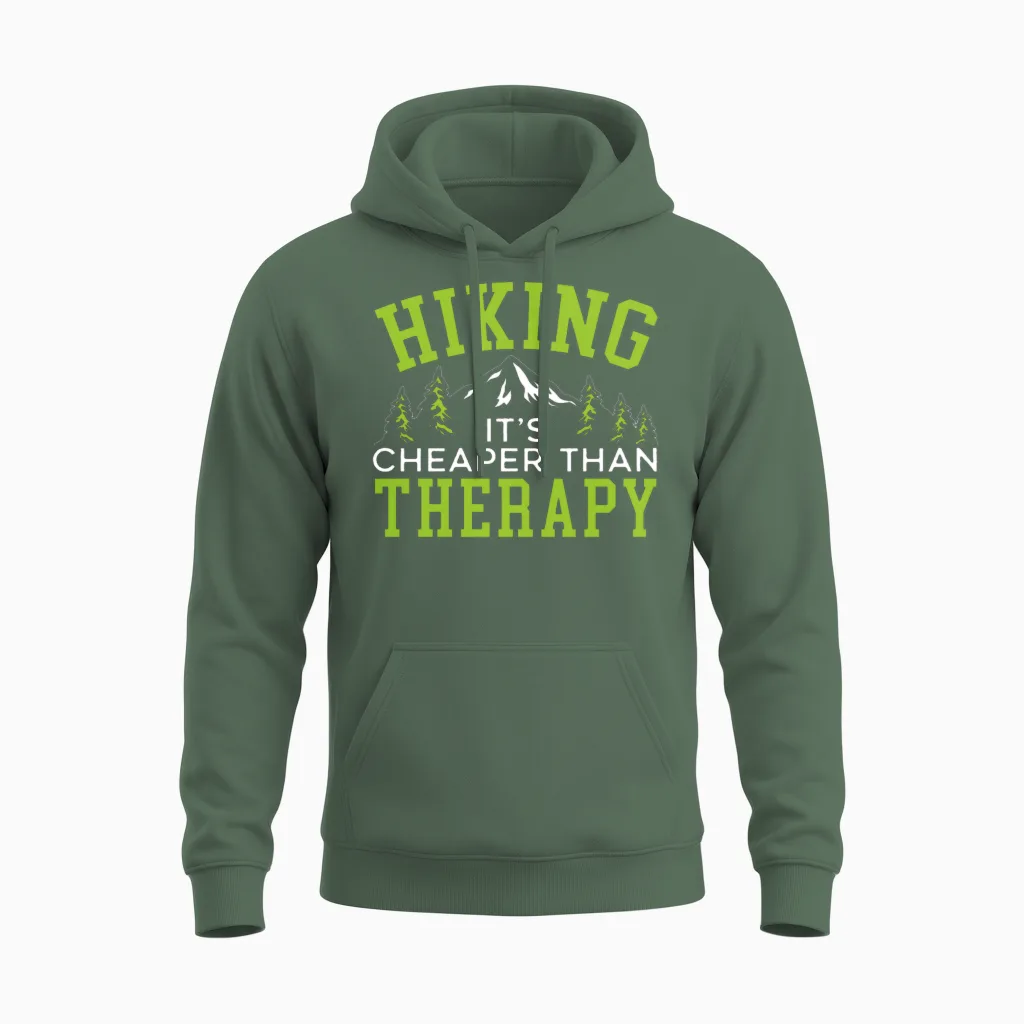 Hike Mountains Climbing Hiker Trek I Love Hiking Unisex Hoodie in Military Green