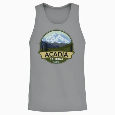 Cool Vintage Retro Acadia National Park Mountain Unisex Tank Top - Sport Grey