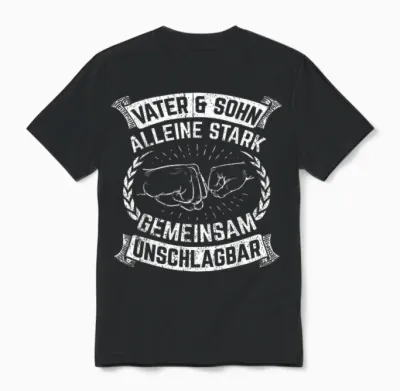 Vater & Sohn Alleine Stark Gemeinsam Unschlagbar Vater Unisex T-Shirt - Black