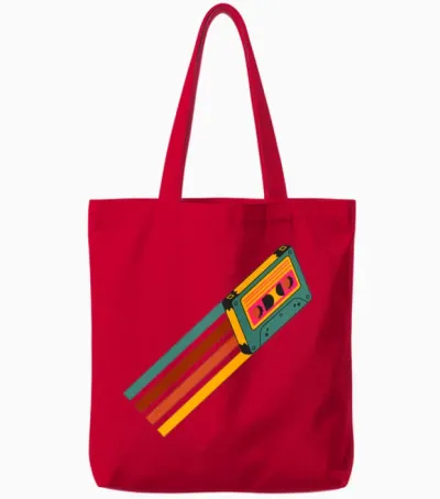 Retro Cassette Tape Tote Bags - Red