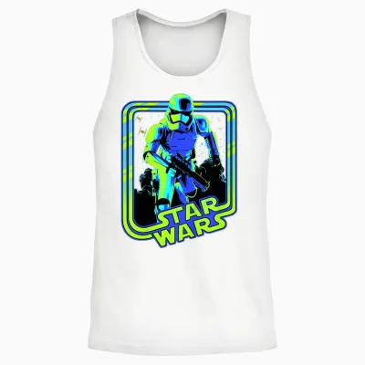 Kids Star Wars Classic Stormtrooper Retro Neon Glow Unisex Tank Top - White