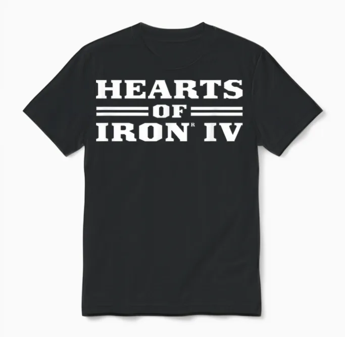 Hearts of Iron Iv Logo White Strategy Game Unisex T-Shirt in Black