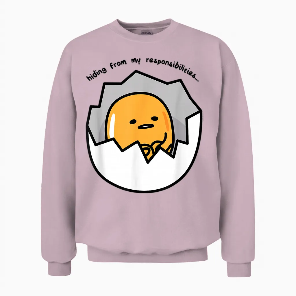 Gudetama the Lazy Egg Hiding from Responsibilities Unisex Sweatshirt in Light Pink
