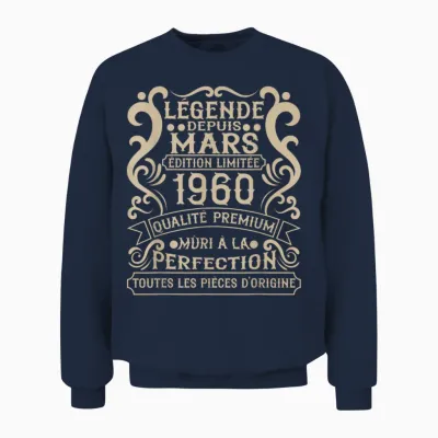 Mars 1960-66 Ans Anniversaire Cadeau Vintage 1960 Unisex Sweatshirt - Navy