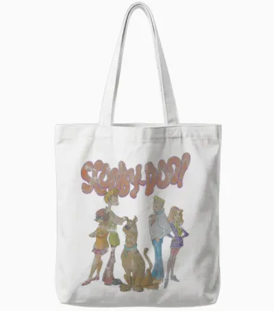 Scooby-Doo Vintage Group Poster T-Shirt Small Tote Bags - White