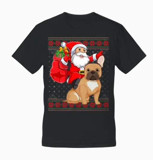 Santa Riding French Bulldog Christmas Dog