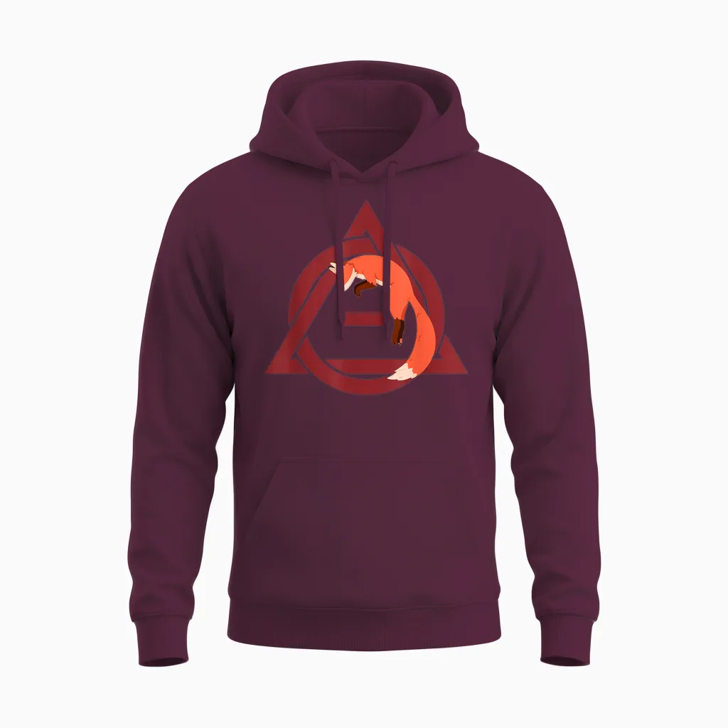 Therian Delta Fox Jumping T-Shirt, Black, S Unisex Hoodie in Maroon