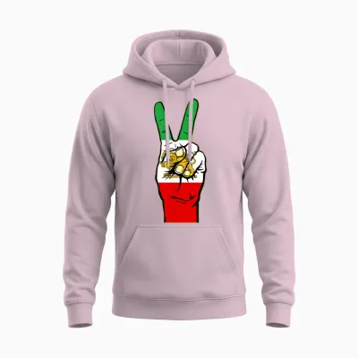 Iran Lion Sun Flag Iran Persian Flag of Iran T-Shirt, Black Unisex Hoodie - Light Pink