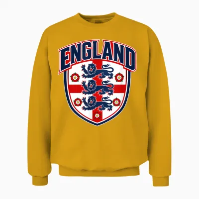 England Shirt with English Flag Men Women Kids England Unisex Sweatshirt - Gold