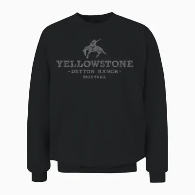 Y Yellowstone Dutton Ranch Text Basic Logo T-Shirt Schwarz Unisex-Erwachsene S Klassische Passform Klassisch Crew-Ausschnitt Kurzarm 21ylst00075a-002 Unisex Sweatshirt - Black