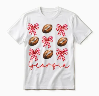 Georgia Coquette Red Bow Ga Women Girls Kids Sister Unisex T-Shirt - White