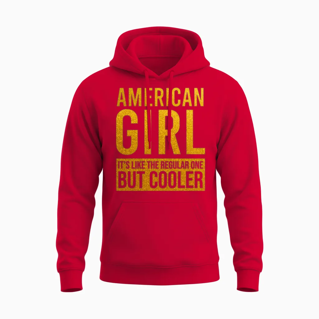 American Girl Funny Unisex Hoodie in Red