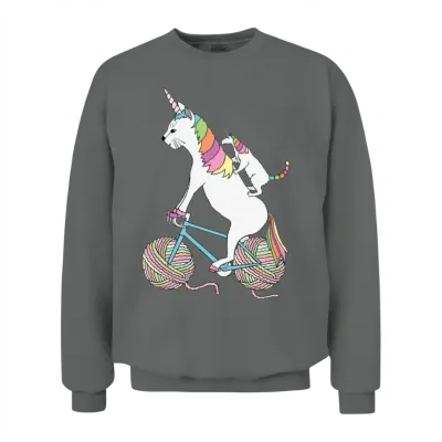 Cat Unicorn and Unicorn Cat Who Is Riding a Bike Unisex Sweatshirt - Graphite Heather
