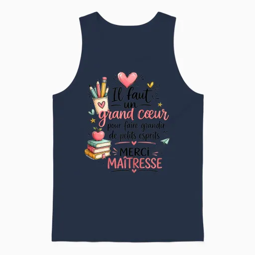 Original School Teacher Gift End of Year Heart Thank You Unisex Tank Top - Navy