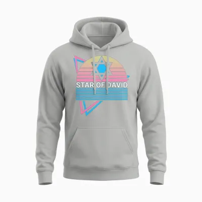 Star of David Jewish Retro Unisex Hoodie - Ash