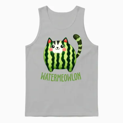 Funny Cat Watermelon Watermewlon Unisex Tank Top - Ash