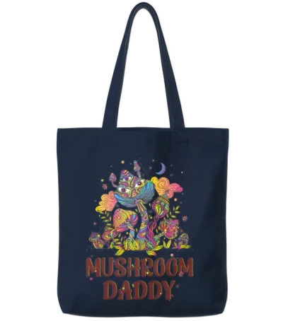 Retro Mushroom Daddy Tote Bags - Navy