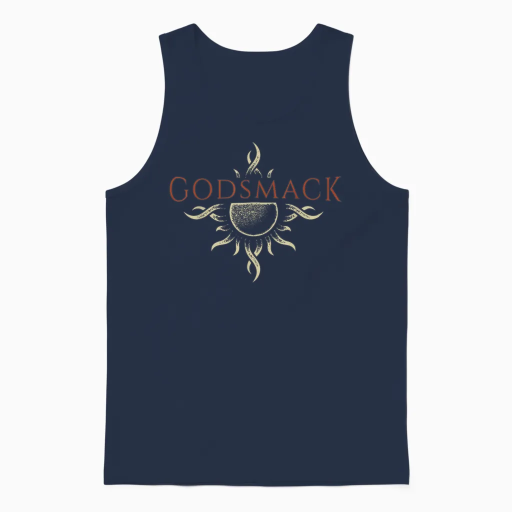 Godsmack β Logo Sun on Black Unisex Tank Top in Navy
