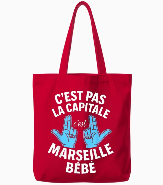 C'est Pas La Capitale C'est Marseille Tote Bags in Red