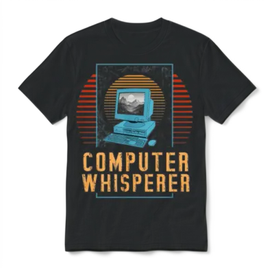 Retro Computer Whisperer Unisex T-Shirt - Black