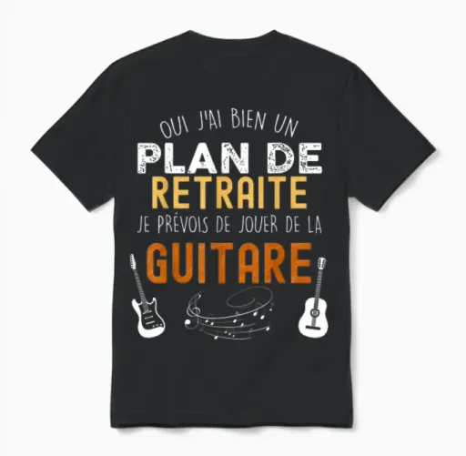 Plan De Retraite Guitare Humour Musique Pot Départ Collègue Unisex T-Shirt in Black