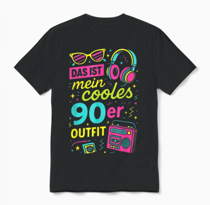 Das Ist Mein Cooles 90er Outfit - 90s 80s Unisex T-Shirt in Black