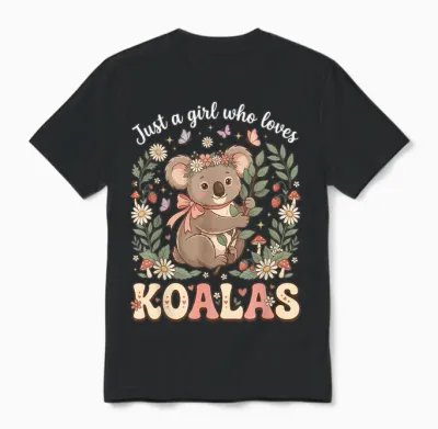 Just a Girl Who Loves Koalas Couronne De Fleurs En Forme D'ours Koala Unisex T-Shirt - Black