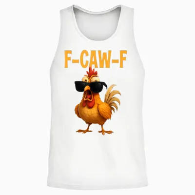 F Caw F Funny Chicken Fcawf Cock Quote Meme F Cawf Humour Unisex Tank Top - White