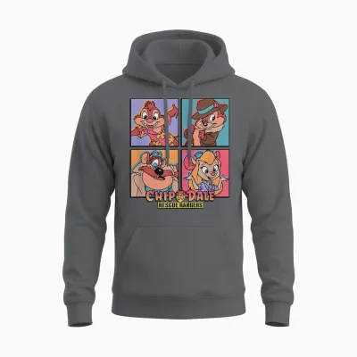 Disney Chip 'n' Dale Rescue Rangers Character Panels Unisex Hoodie - Charcoal