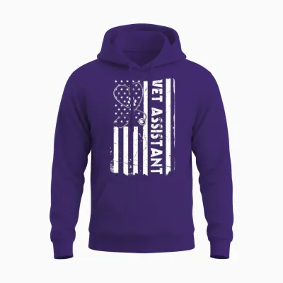 Usa Flag Veterinary Assistant Unisex Hoodie - Purple