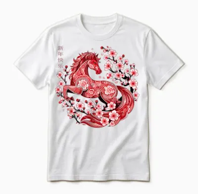 Lunar New Year Happy Chinese New Year of the Horse 2026 Unisex T-Shirt - White