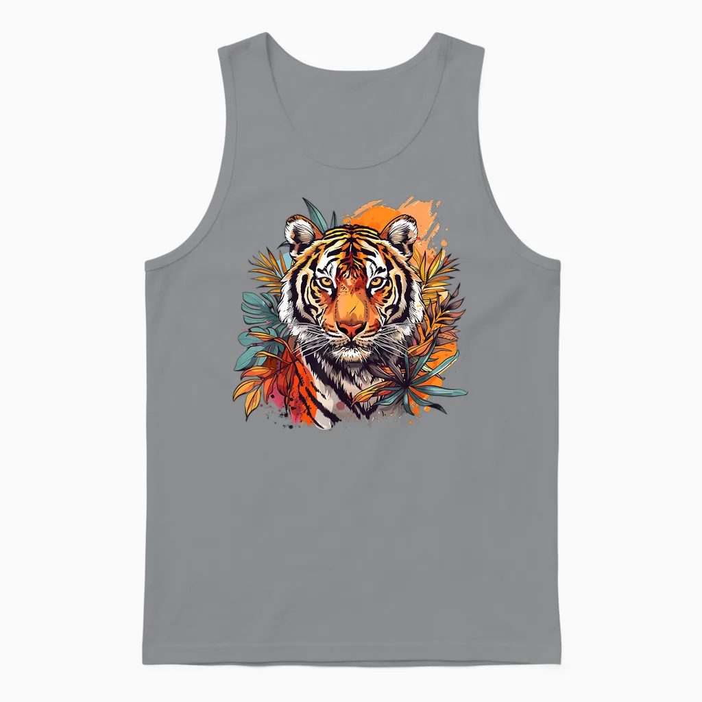 Niedlicher Tiger Mit Blumen I ästhetischer Tiger Unisex Tank Top in Sport Grey