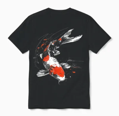 Koi Fisch Tier Grafik Kunst Koi Fisch Unisex T-Shirt - Black