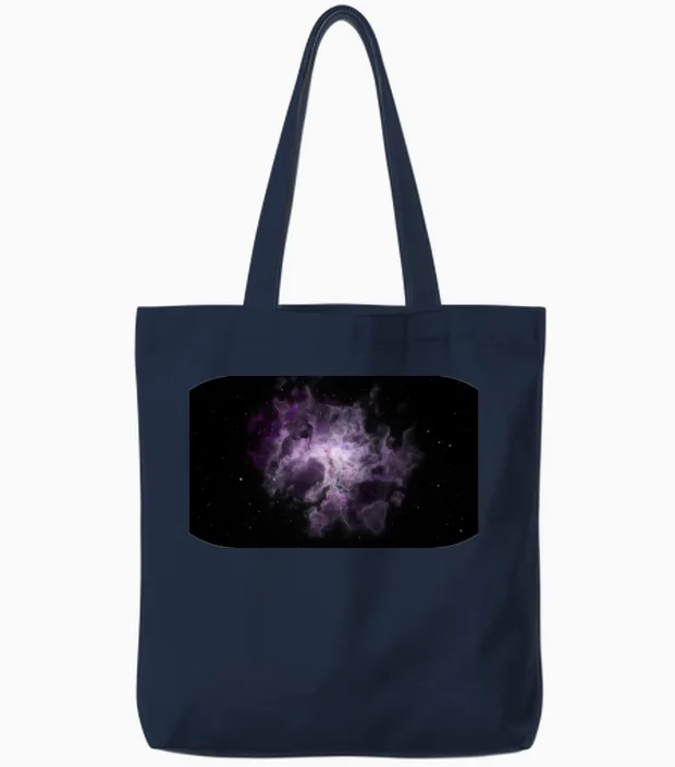 Unique Pink Nebula with Star Backround Tote Bags in Navy