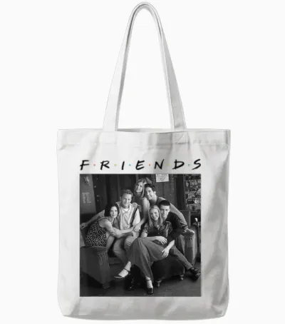 Friends Group Photo 6 Bw T-Shirt, White, S Tote Bags - White
